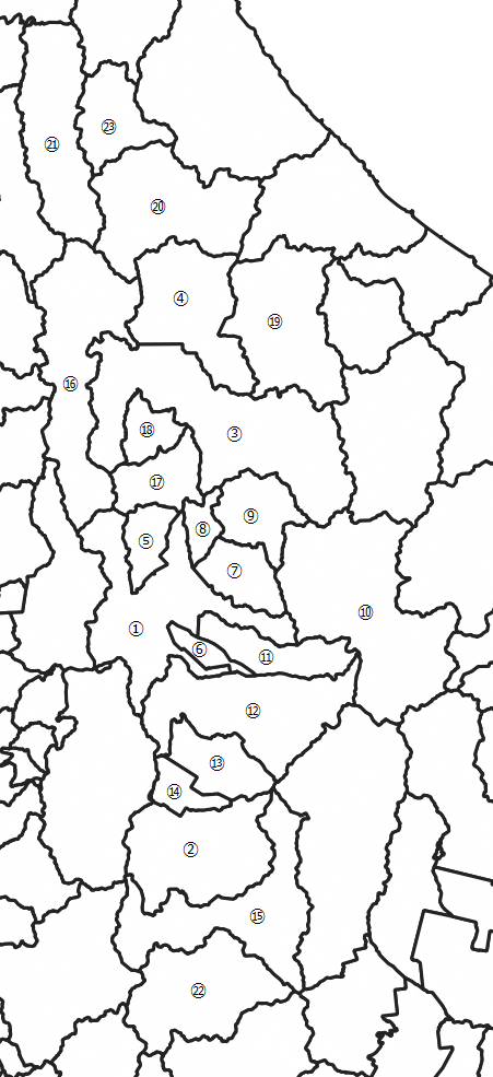 上川（かみかわ）地方の市町村の位置