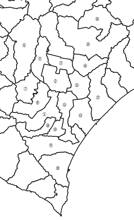 十勝(とかち)地方の市町村の位置