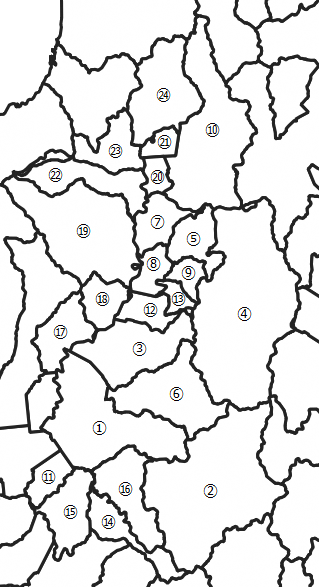 空知(そらち)地方の市町村の位置