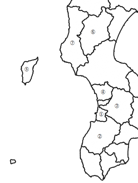 檜山（ひやま）地方の市町村の位置