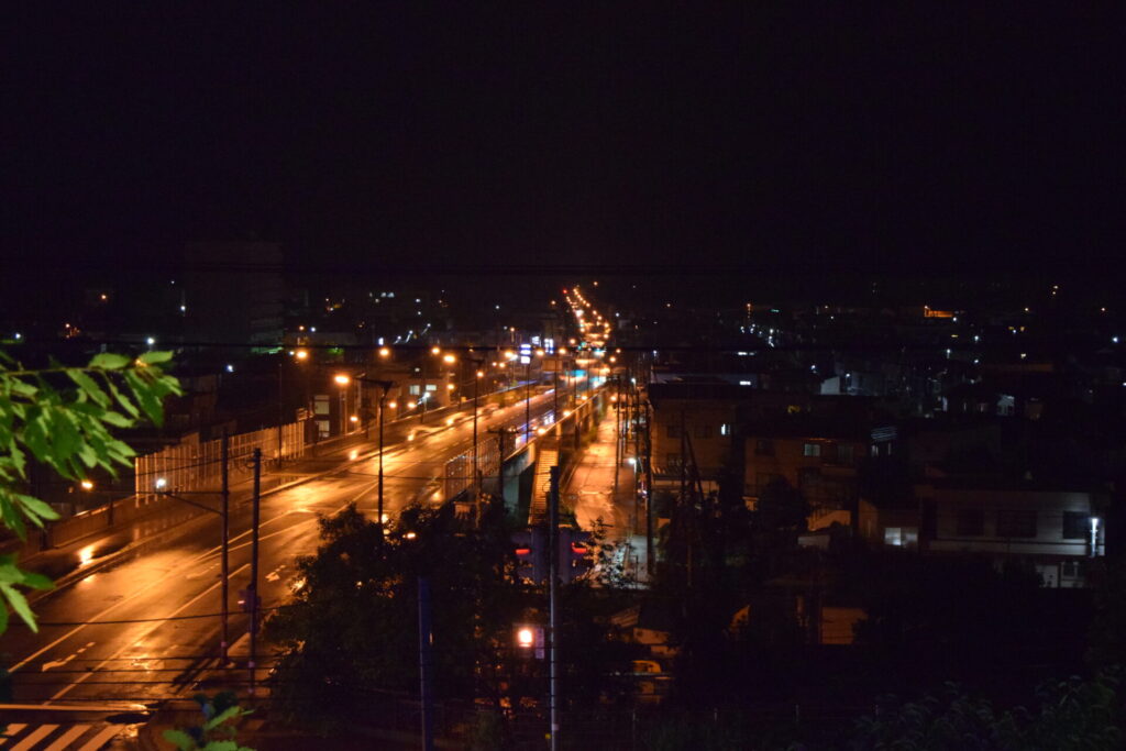 星置神社 境内から夜の景色